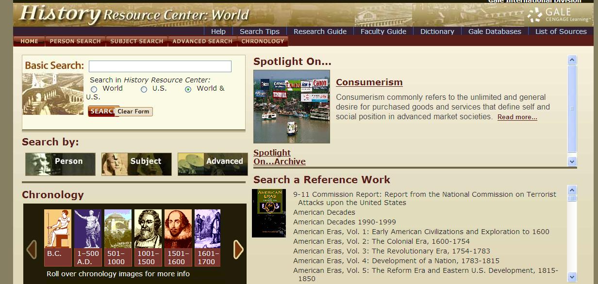  History Resource Center: World 